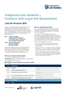 Flyer for the Legal Aid Queensland Lawlink event